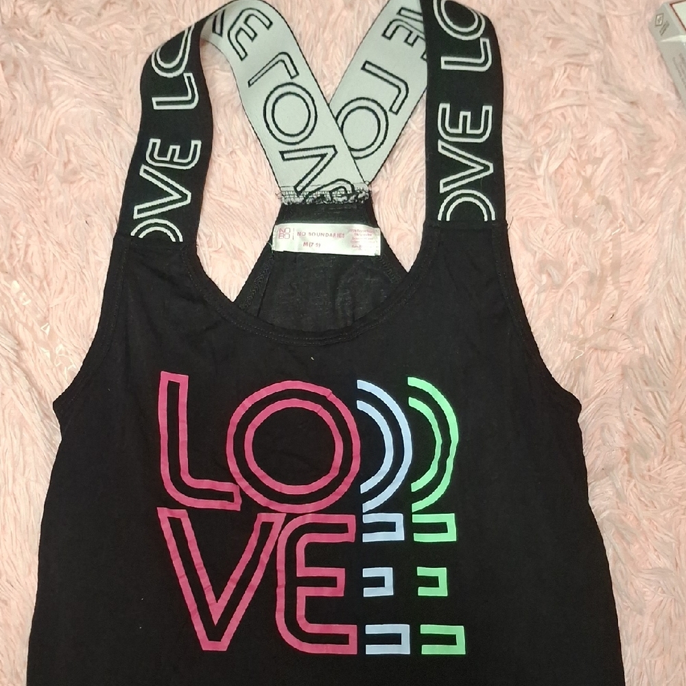 Black Tank Top with Colorful 'Love' Design